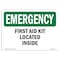 Signmission Safety Sign, OSHA EMERGENCY, 5" Height, First Aid Kit Located Inside, Landscape OS-EM-D-57-L-10375 - alternate 1